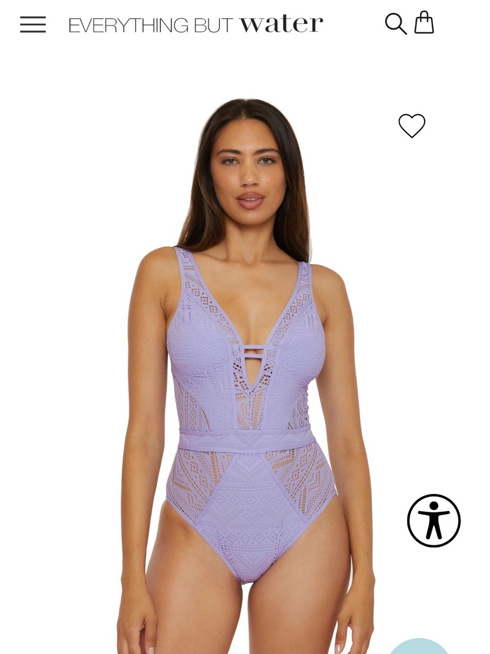 BECCA Lavender Crochet One-Piece Swimsuit NWOT